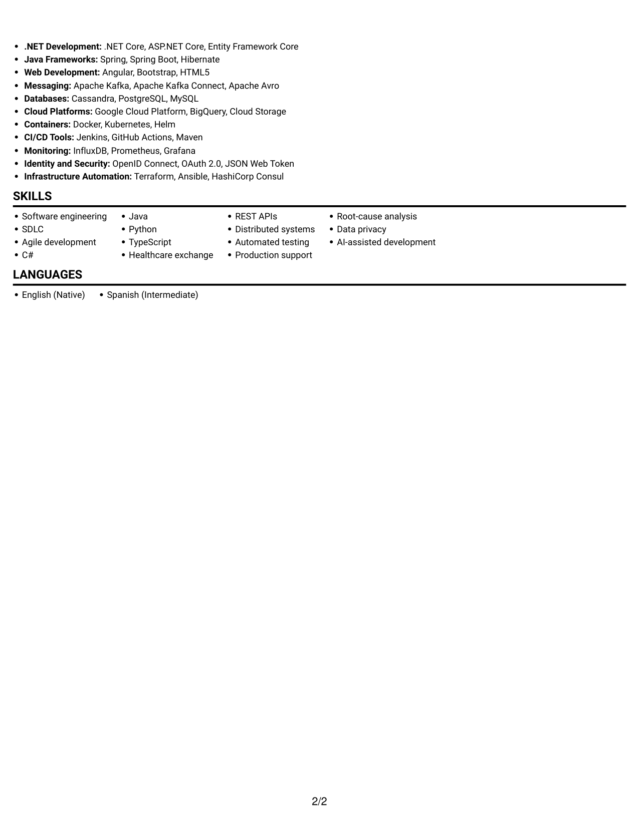 Resume example — page 2