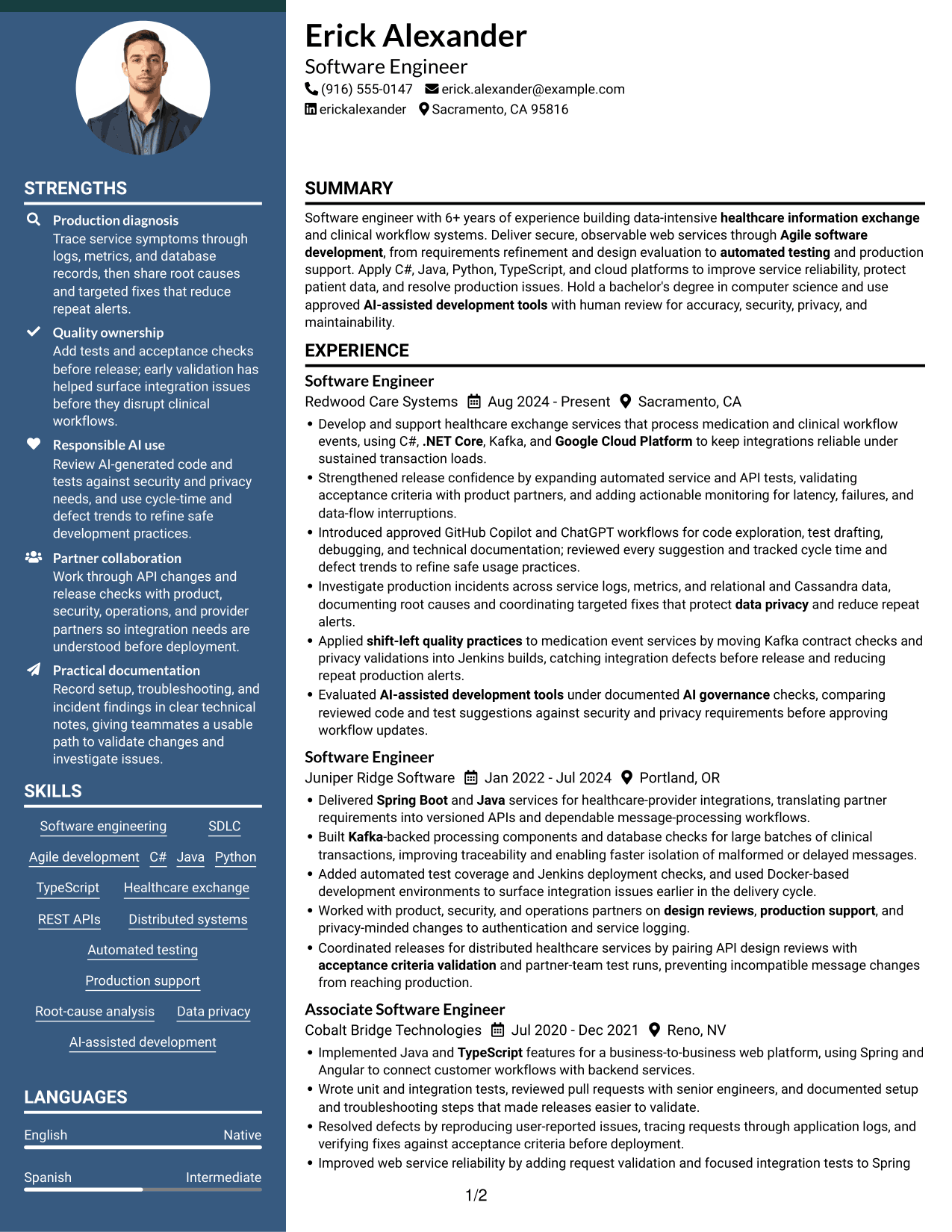 Resume example — page 1