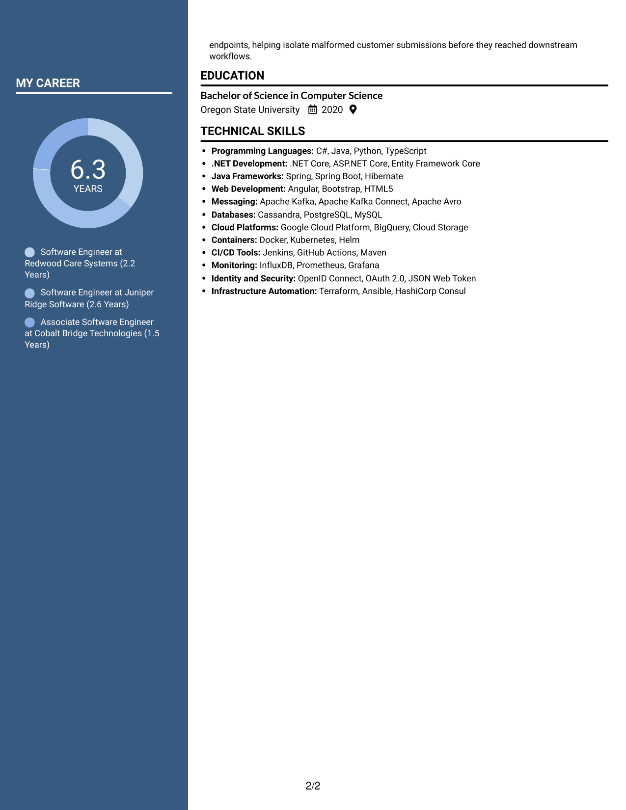 Resume example — page 2