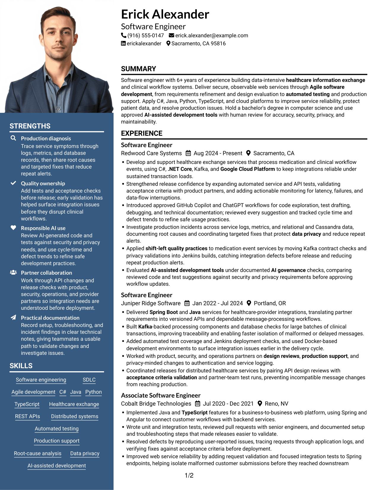 Resume example — page 1