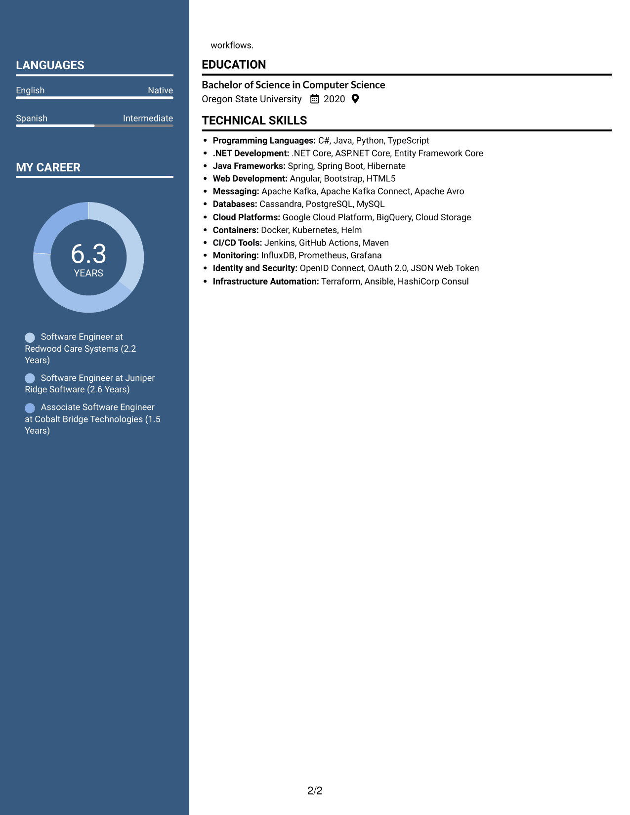 Resume example — page 2