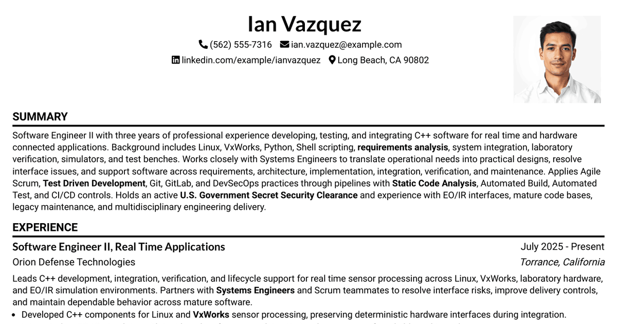 7 Software Engineer II - Real-Time Applications Resume Templates with Example