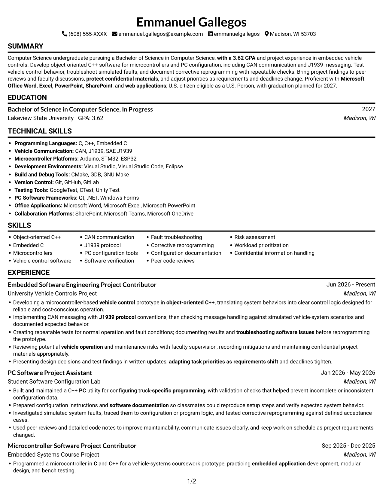 Resume example — page 1