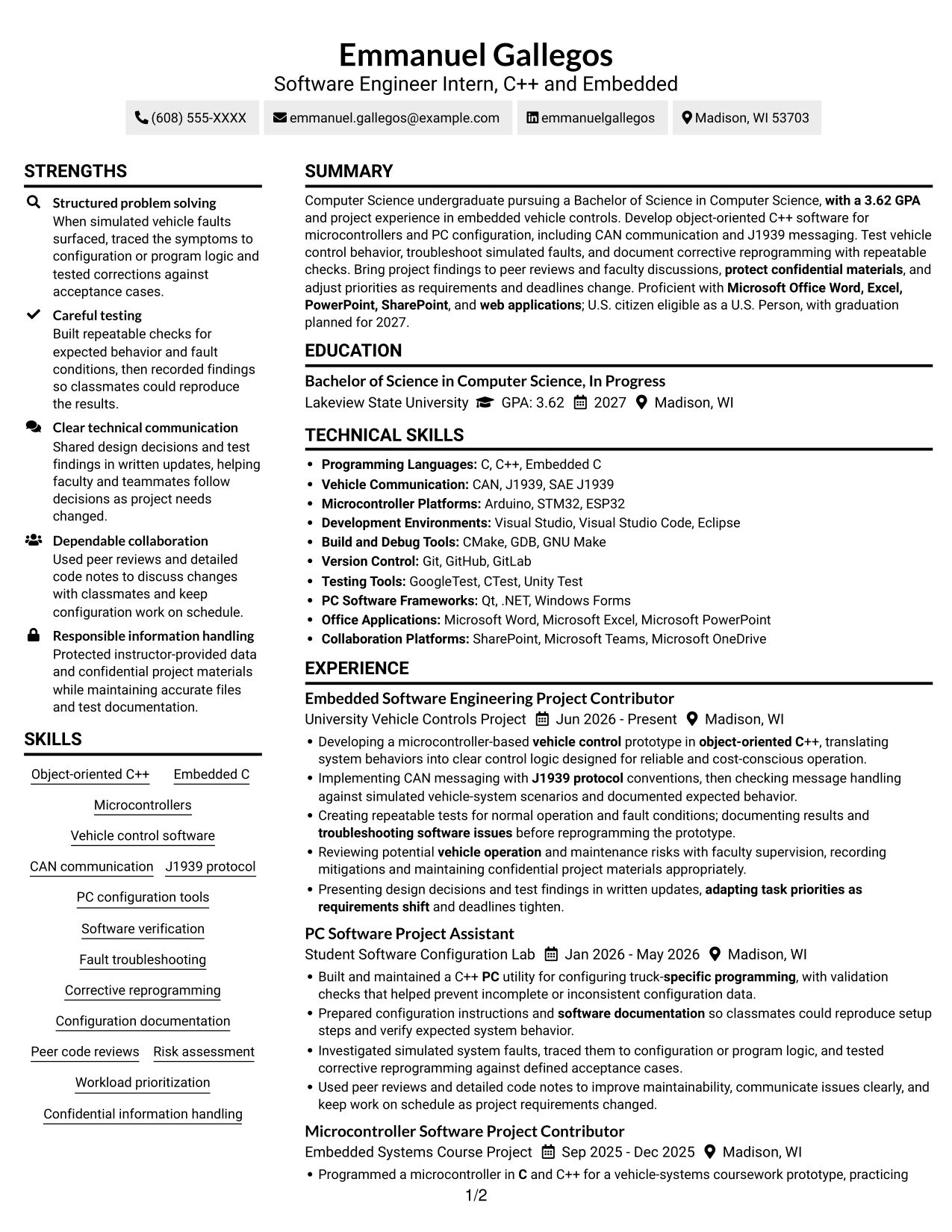 Resume example — page 1