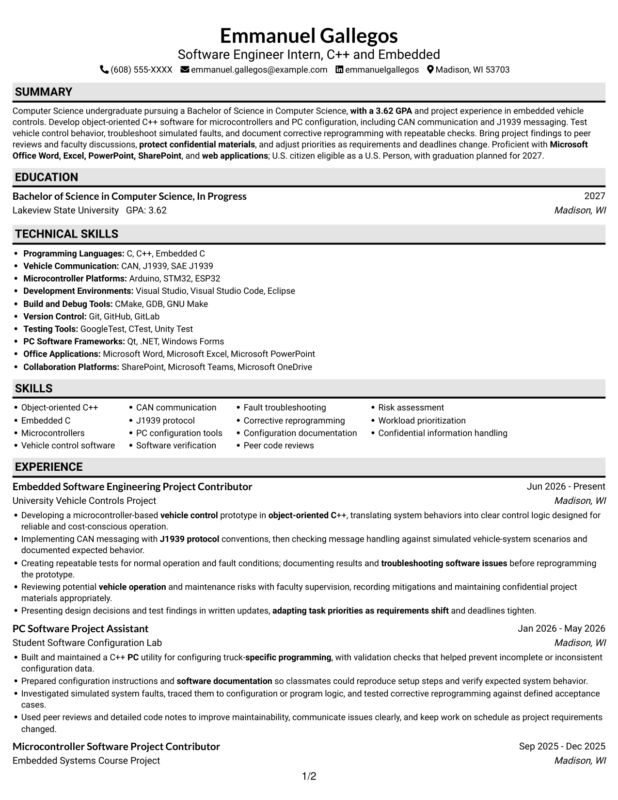 Resume example — page 1