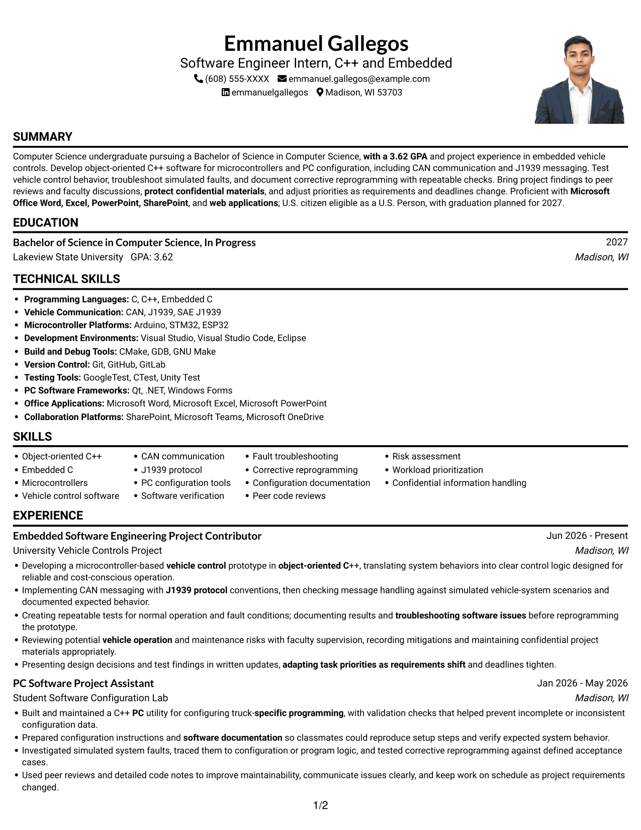Resume example — page 1