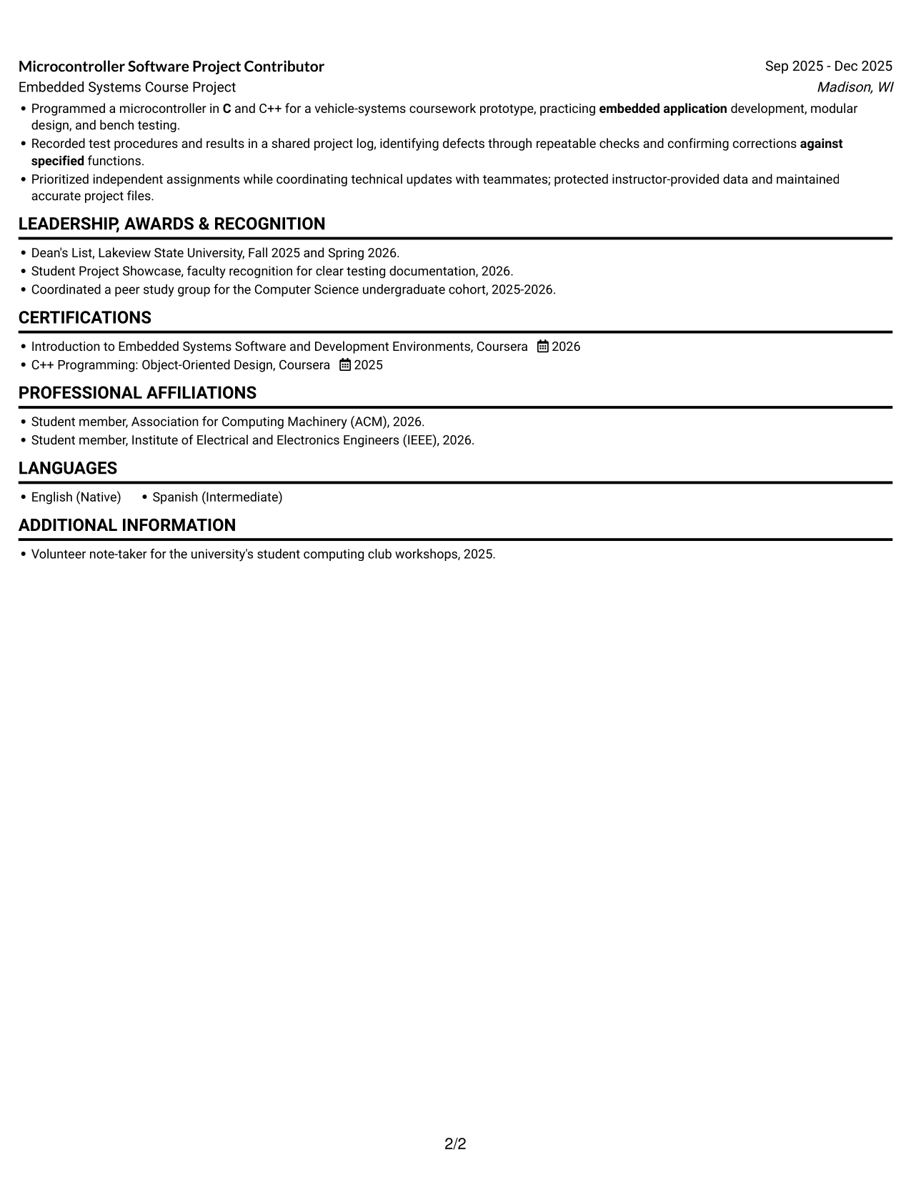 Resume example — page 2