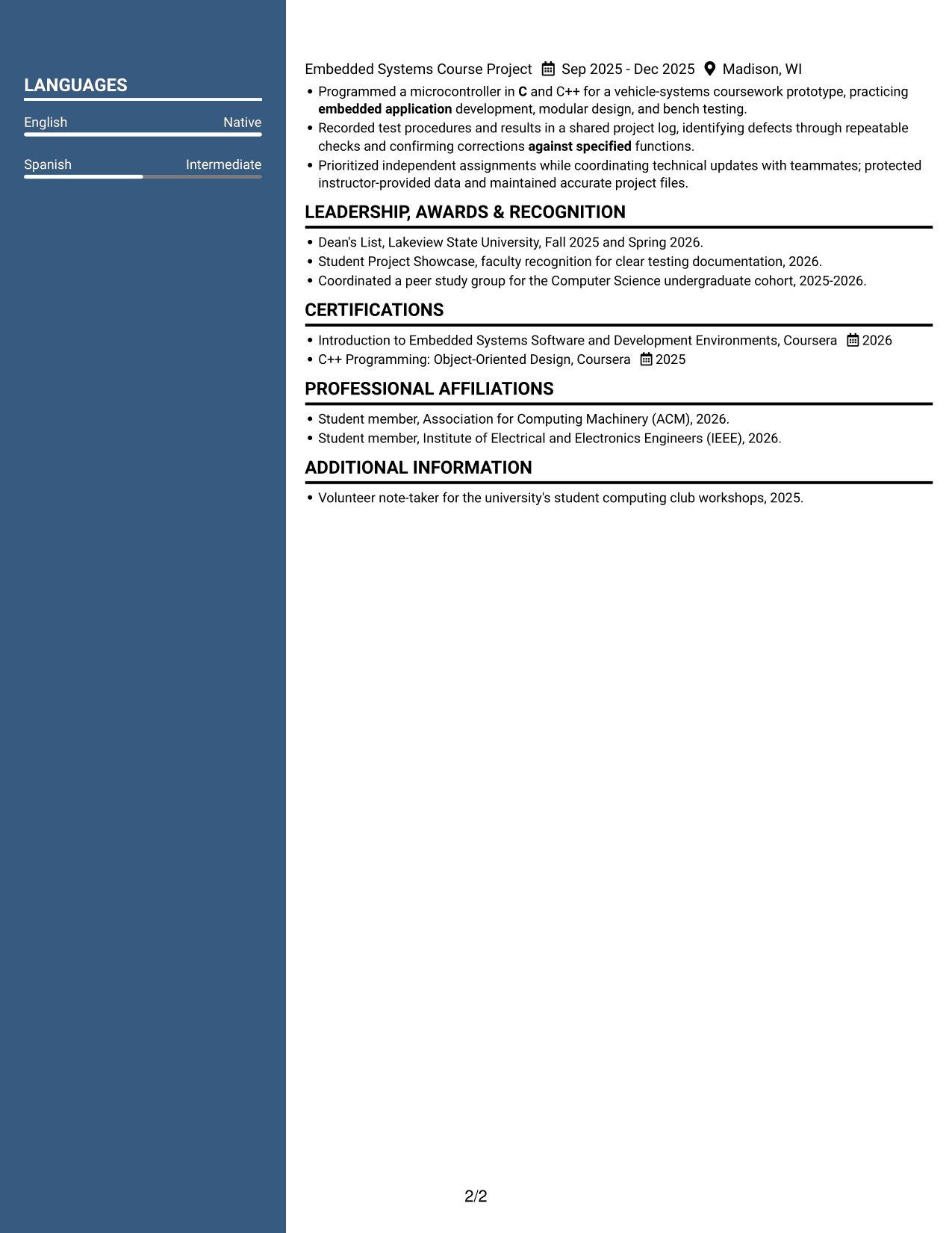 Resume example — page 2