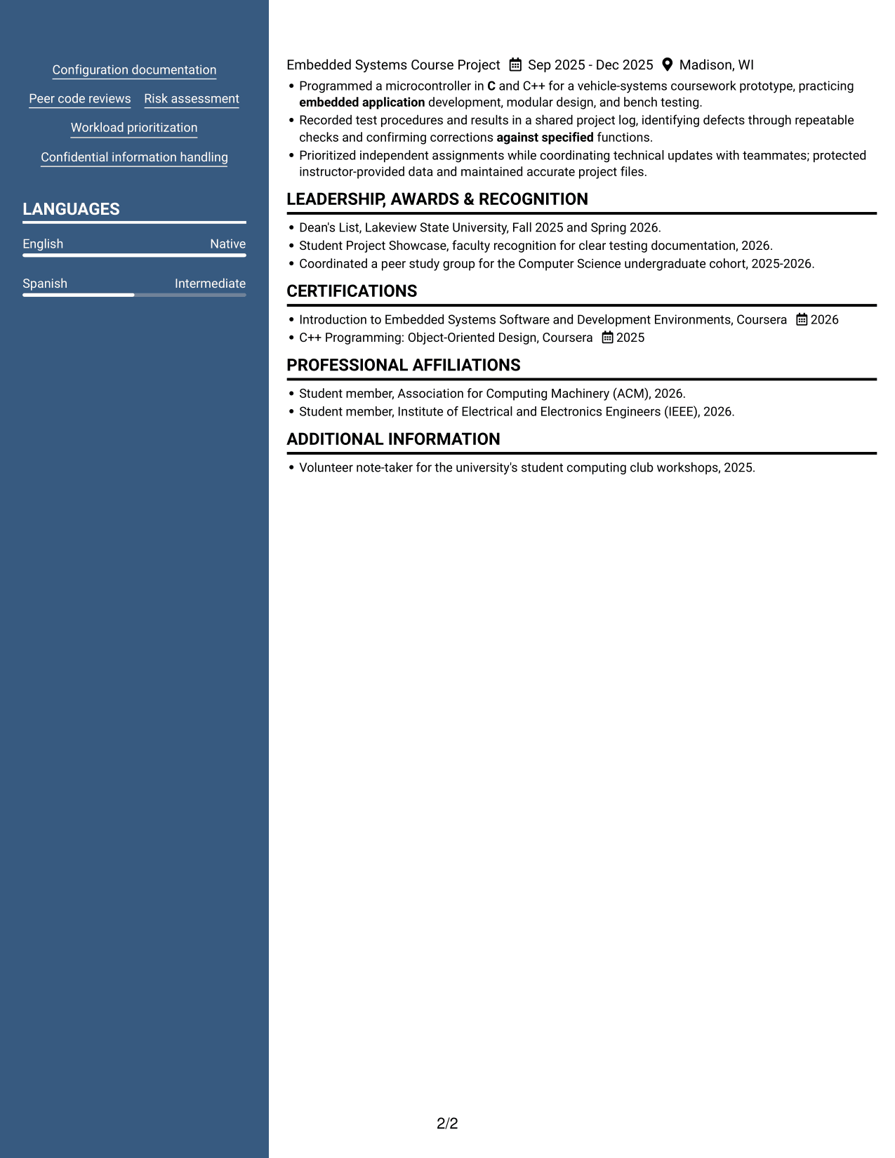 Resume example — page 2