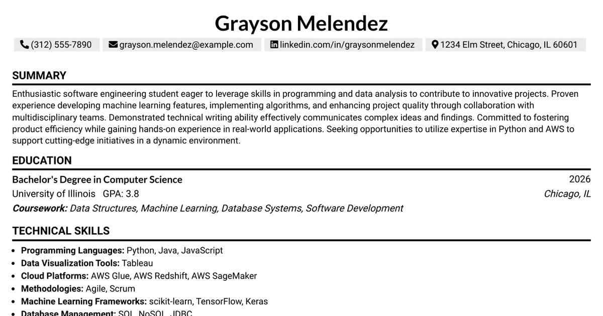 33 Software Engineer Intern Resume Templates with Example 2026 (ATS-Optimized)