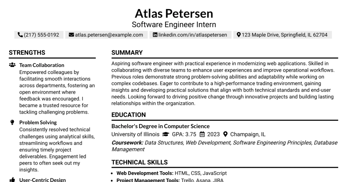 33 Software Engineer Internship Resume Templates with Example 2026 (ATS-Optimized)
