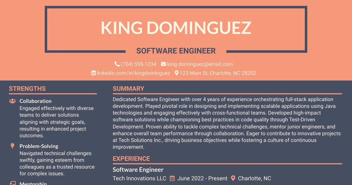33 Software Engineer Mid-level Resume Templates with Example 2026 (ATS-Optimized)