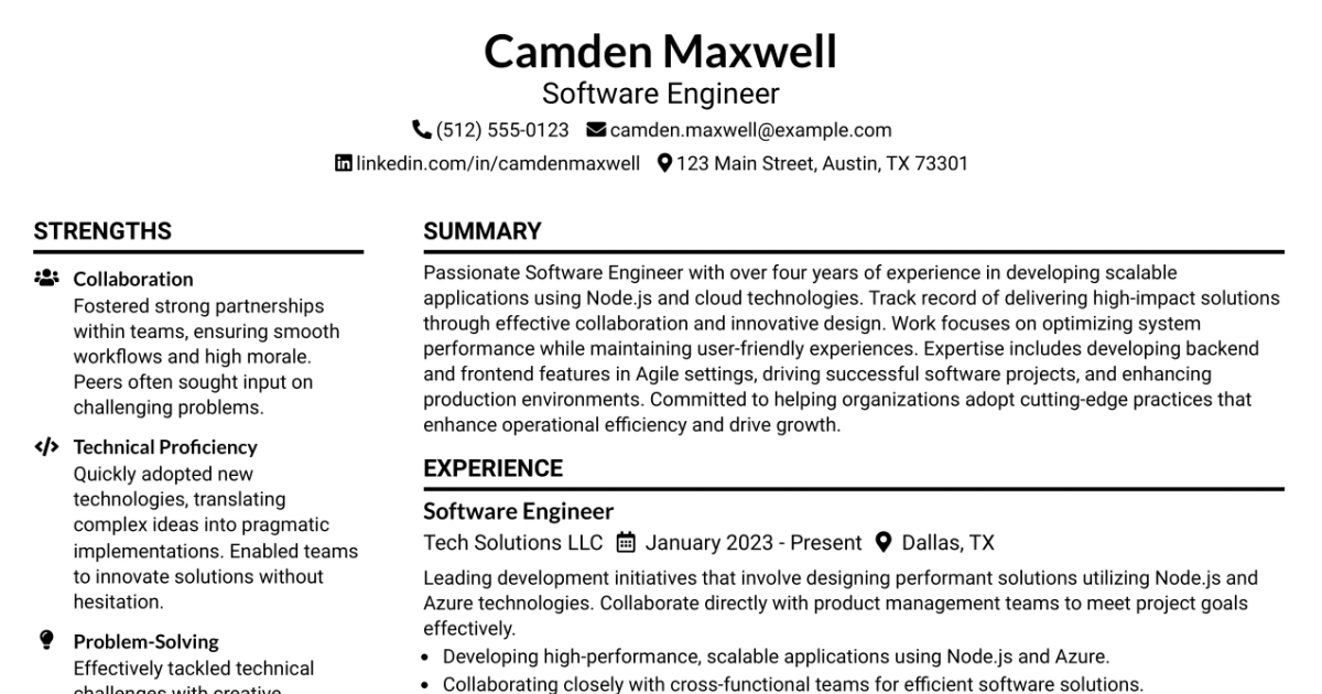 33 Software Engineer Resume Templates with Example 2026 (ATS-Optimized)
