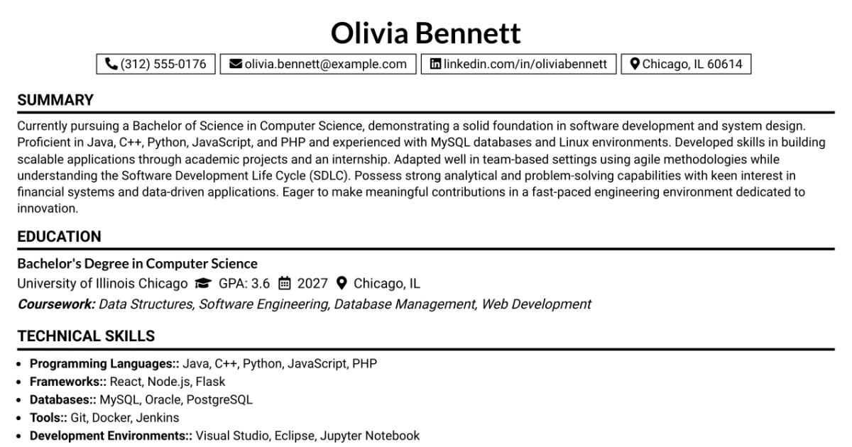 33 Software Engineer Web Developer Resume Templates with Example 2026 (ATS-Optimized)