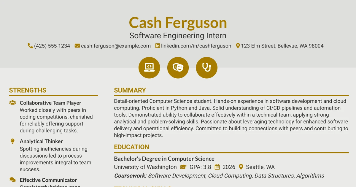 33 Software Engineering Intern – DevOps Resume Templates with Example 2026 (ATS-Optimized)