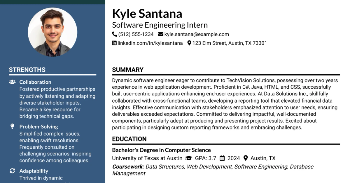 33 Software Engineering Internship Resume Templates with Example 2026 (ATS-Optimized)