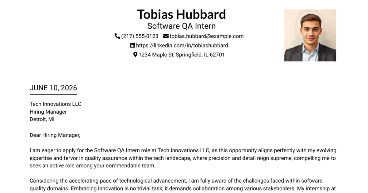 30+ Software QA Intern Cover Letter Templates with Example 2026
