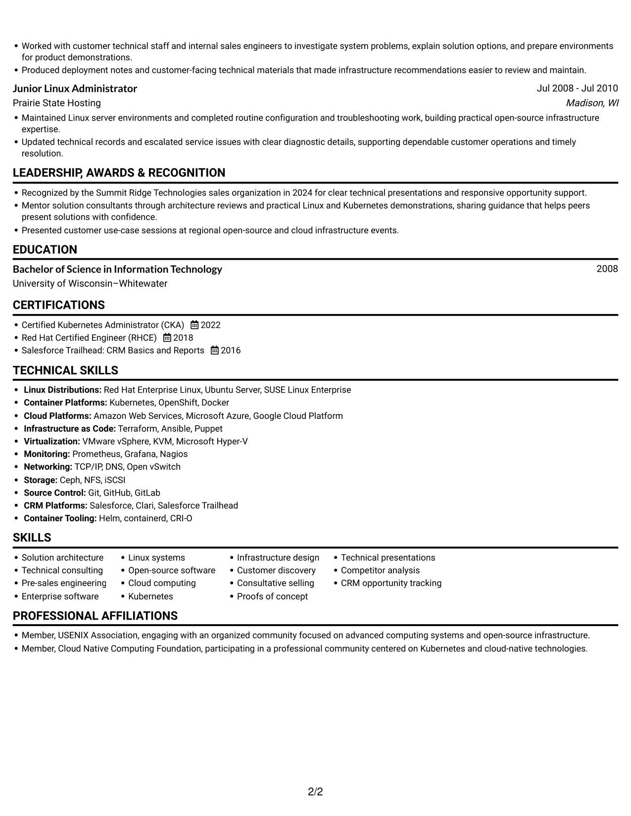 Resume example — page 2