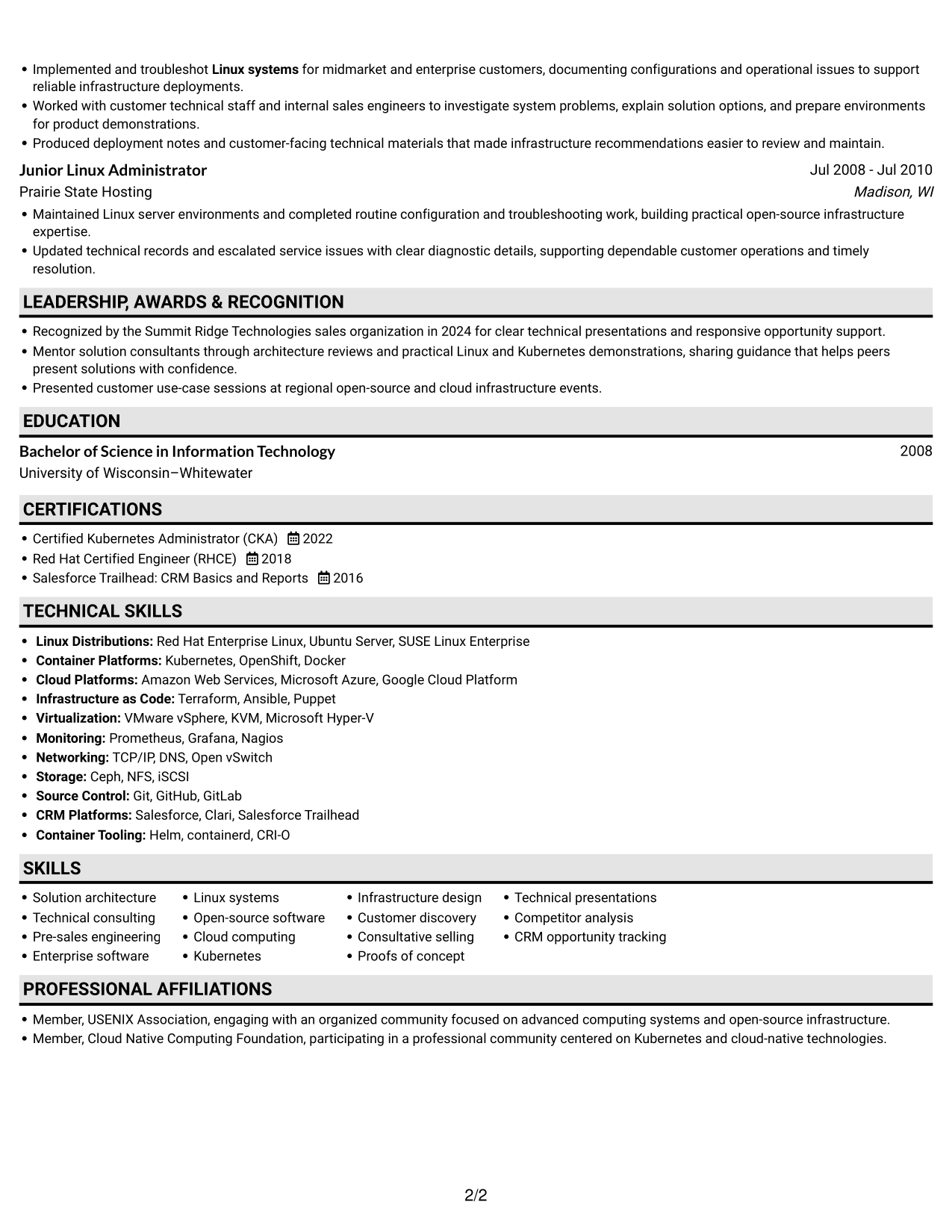 Resume example — page 2