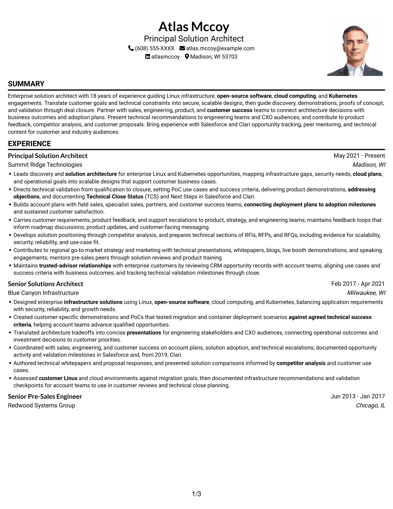 Resume example — page 1