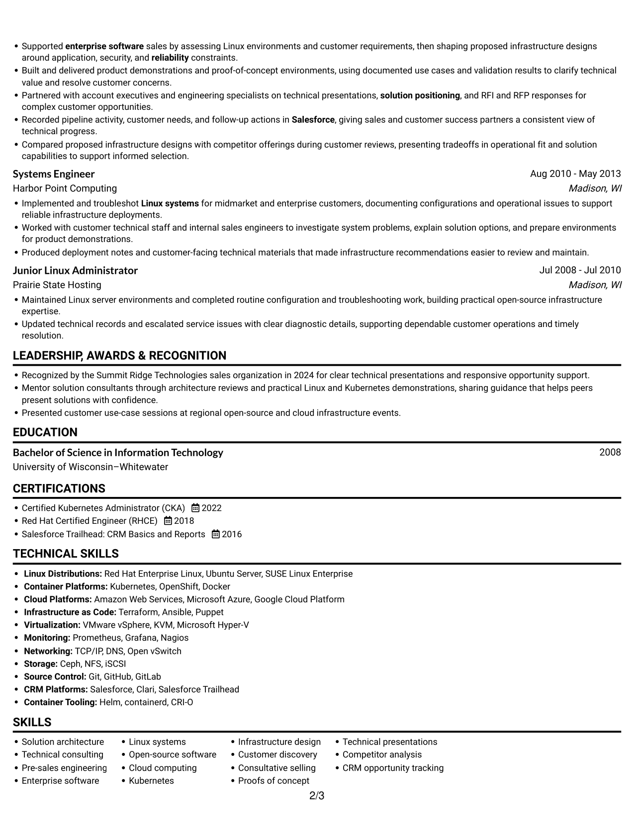 Resume example — page 2