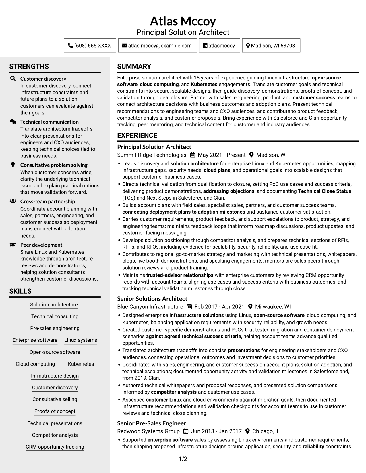 Resume example — page 1