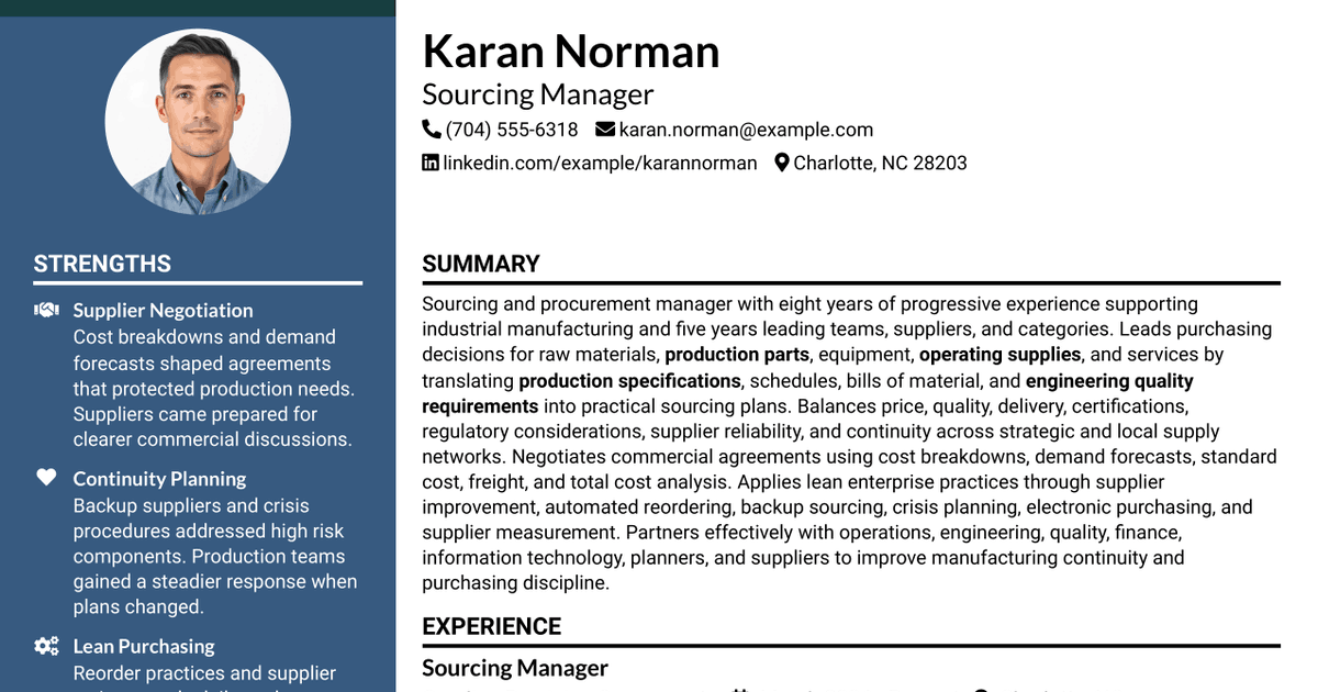 7 Sourcing Manager Resume Templates with Example