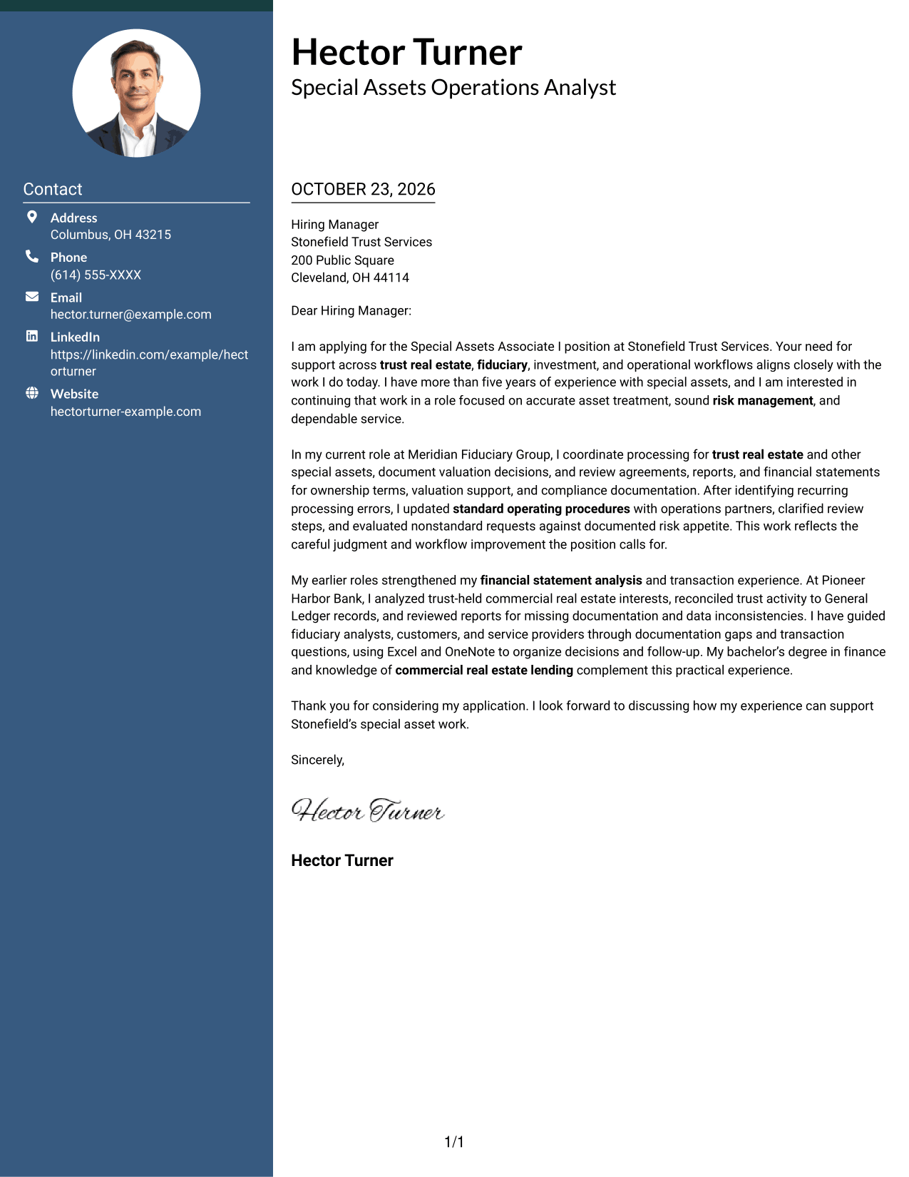 Cover letter example — page 1