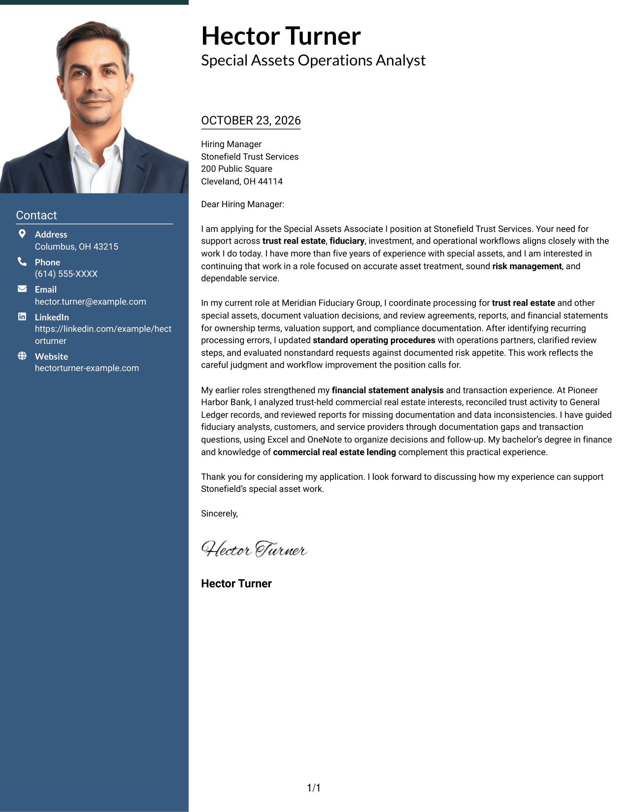 Cover letter example — page 1