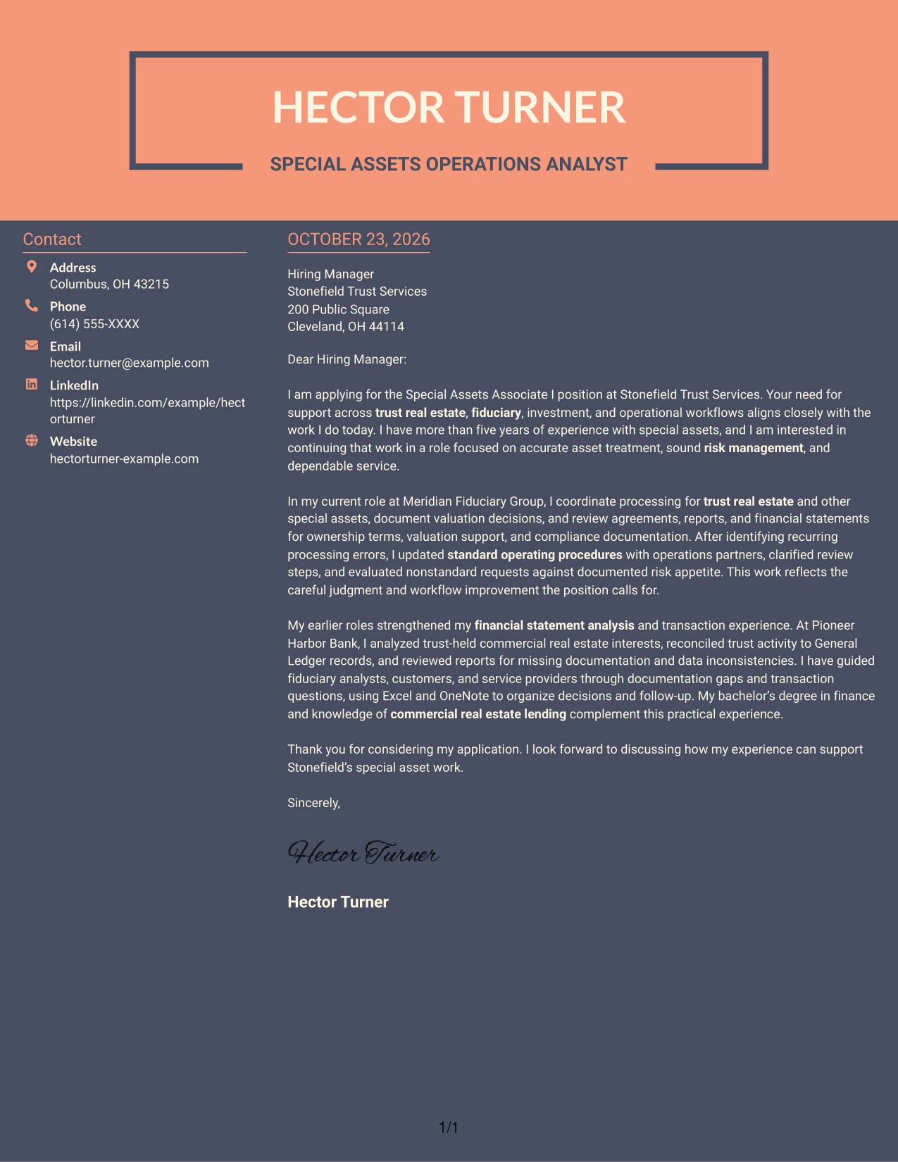 Cover letter example — page 1