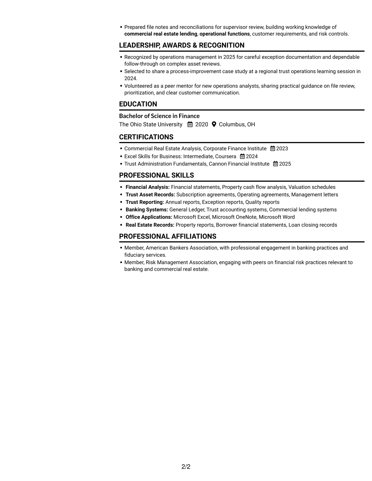 Resume example — page 2