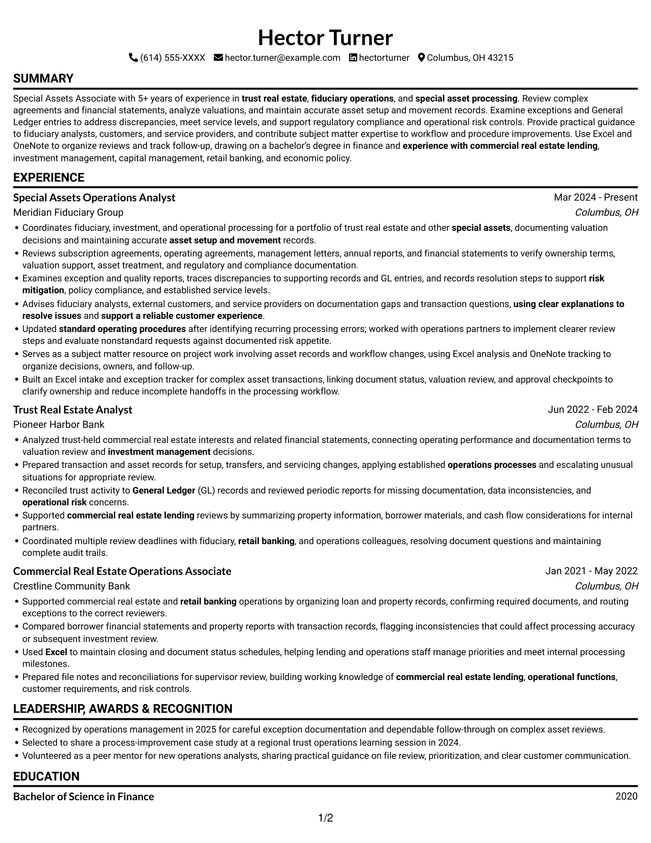 Resume example — page 1