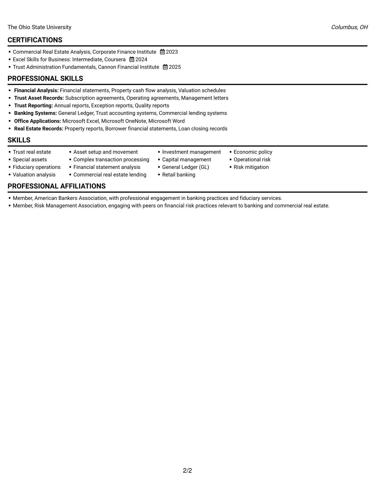 Resume example — page 2