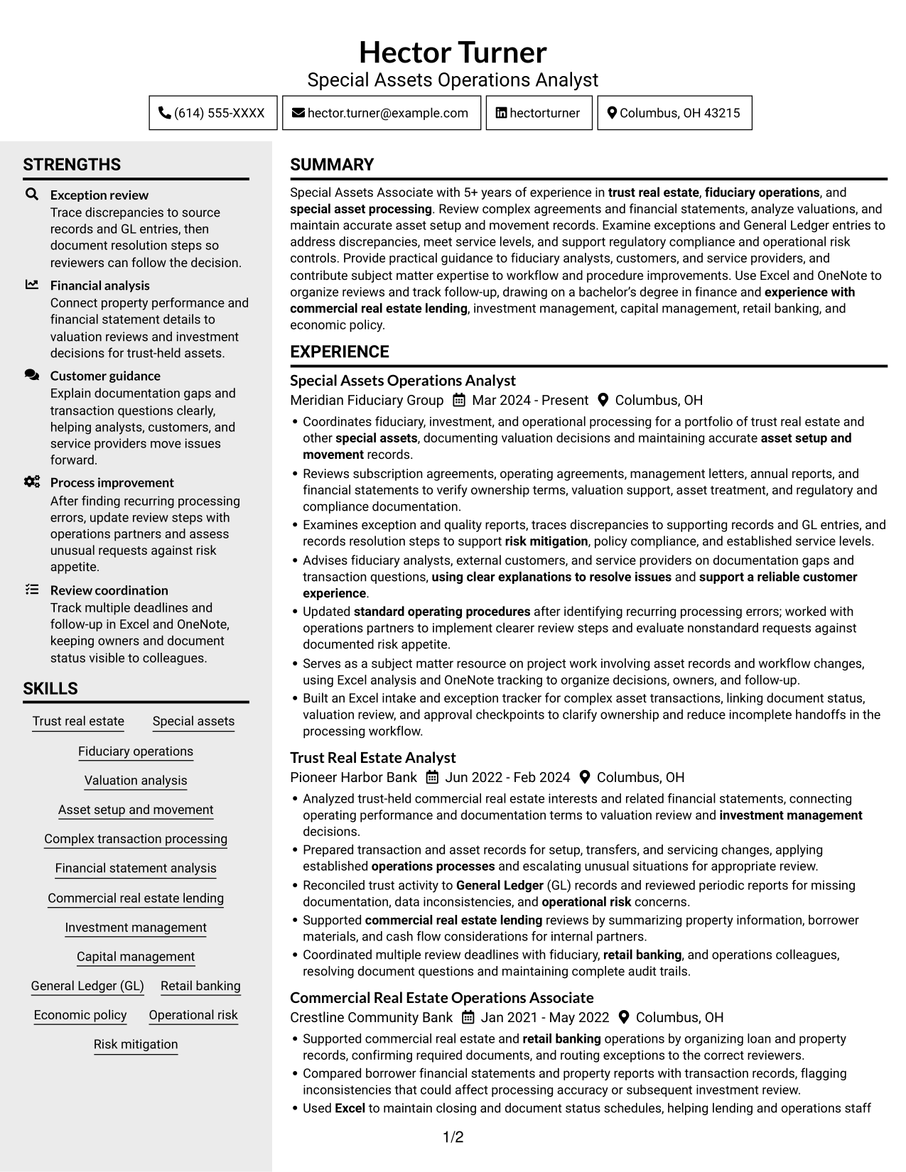 Resume example — page 1