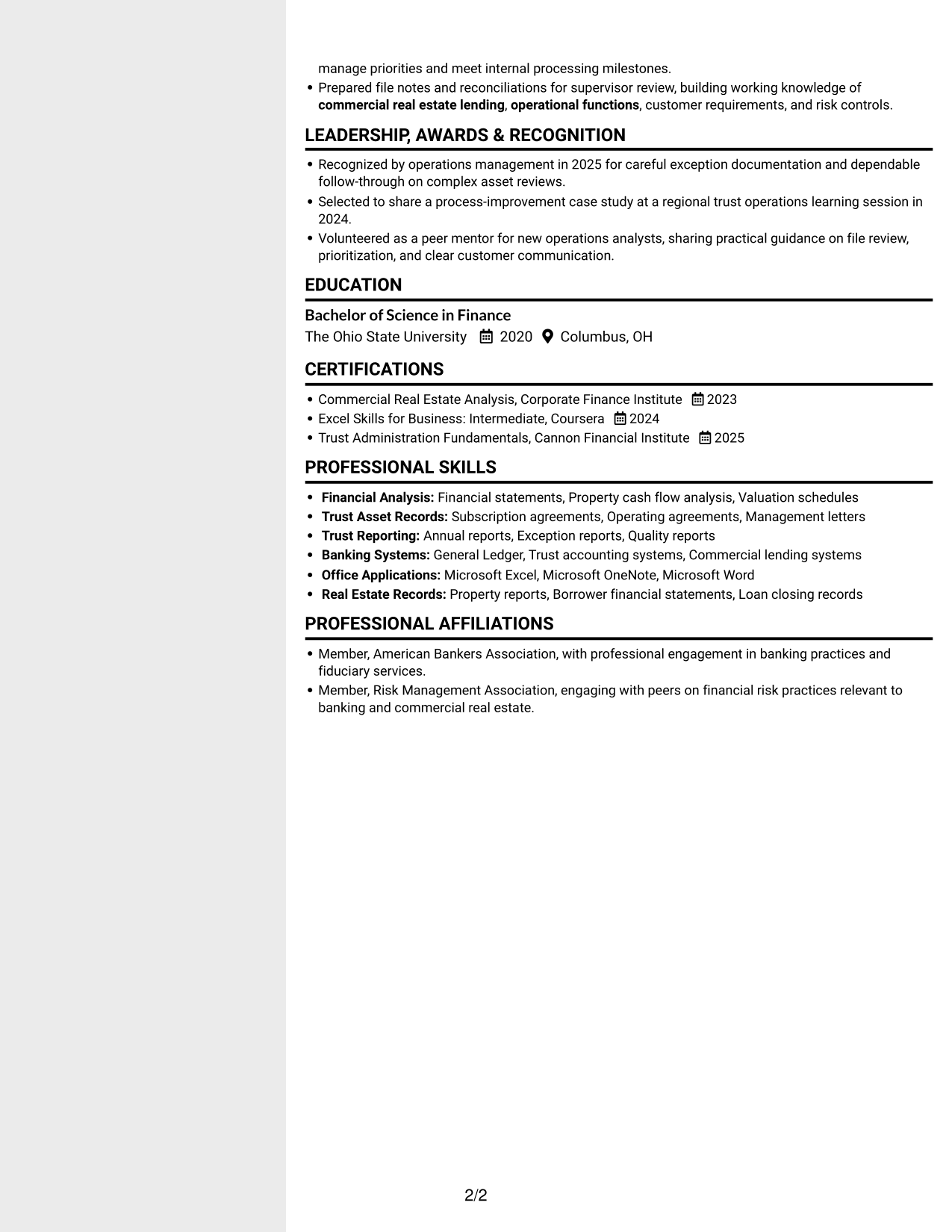 Resume example — page 2