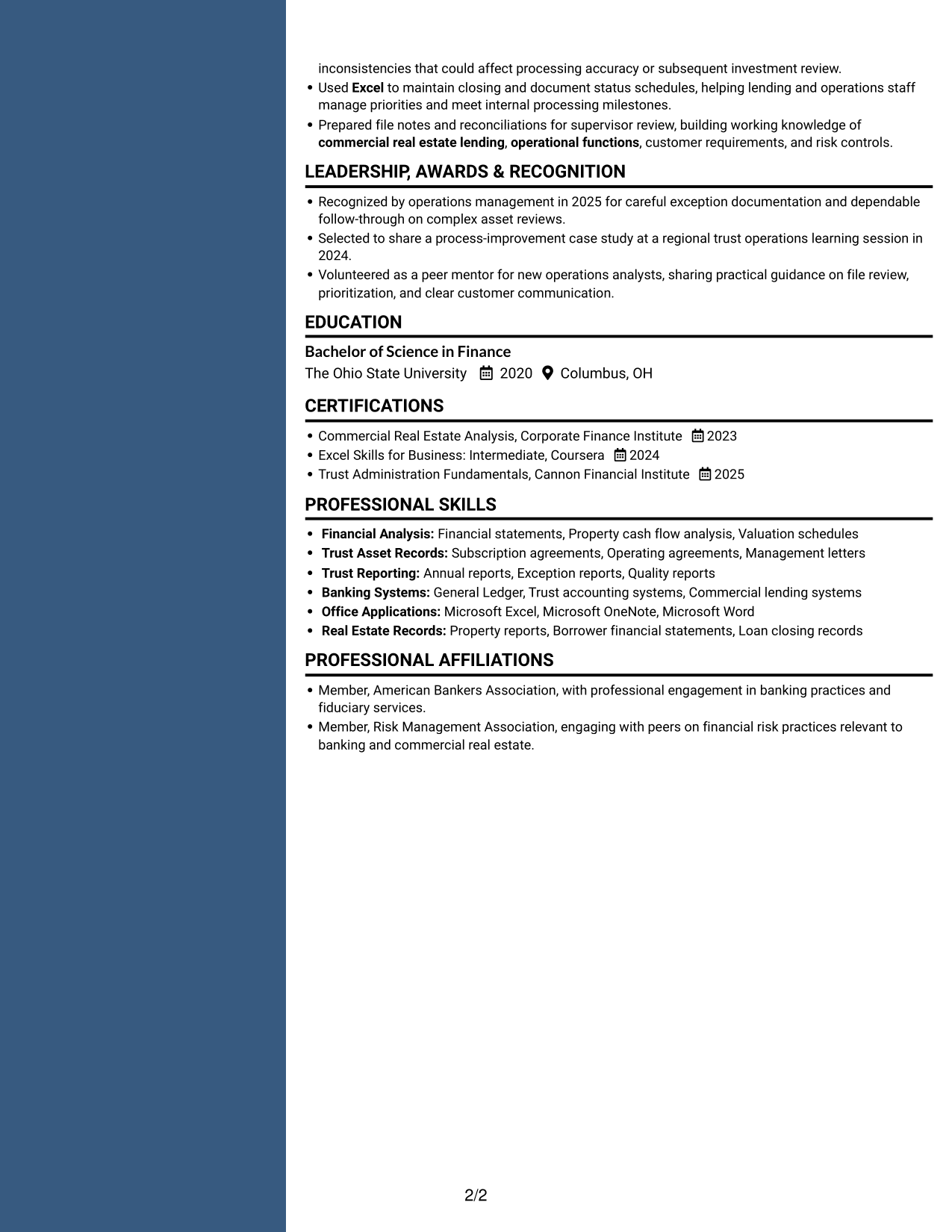 Resume example — page 2