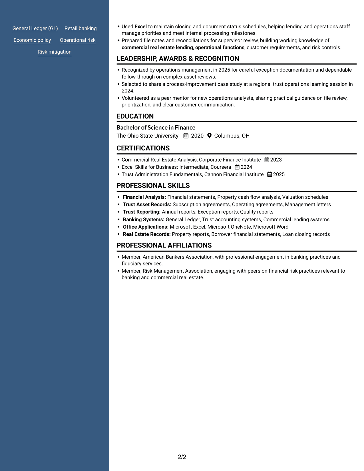 Resume example — page 2