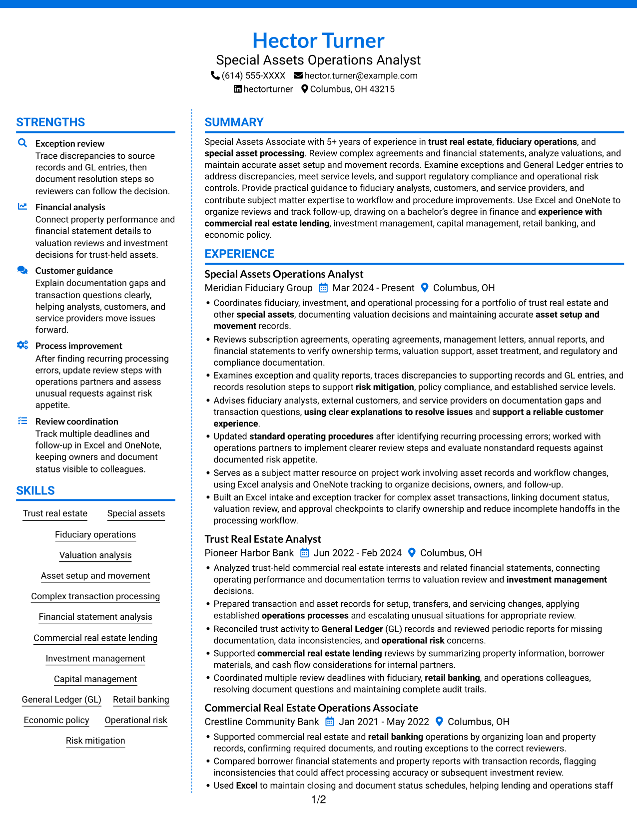 Resume example — page 1