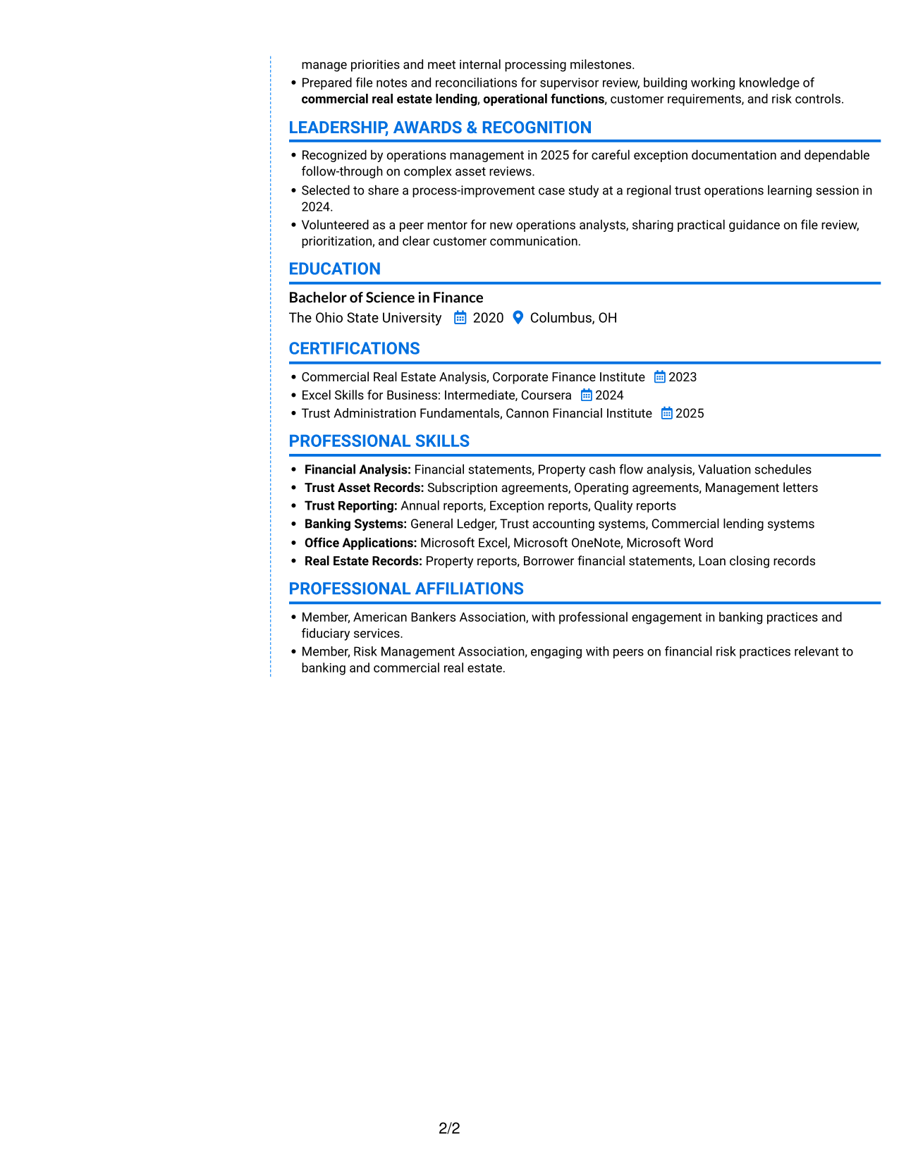 Resume example — page 2