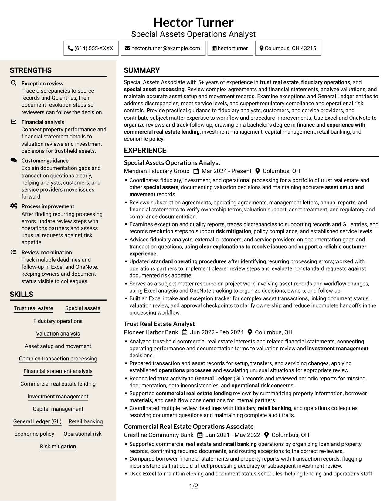 Resume example — page 1