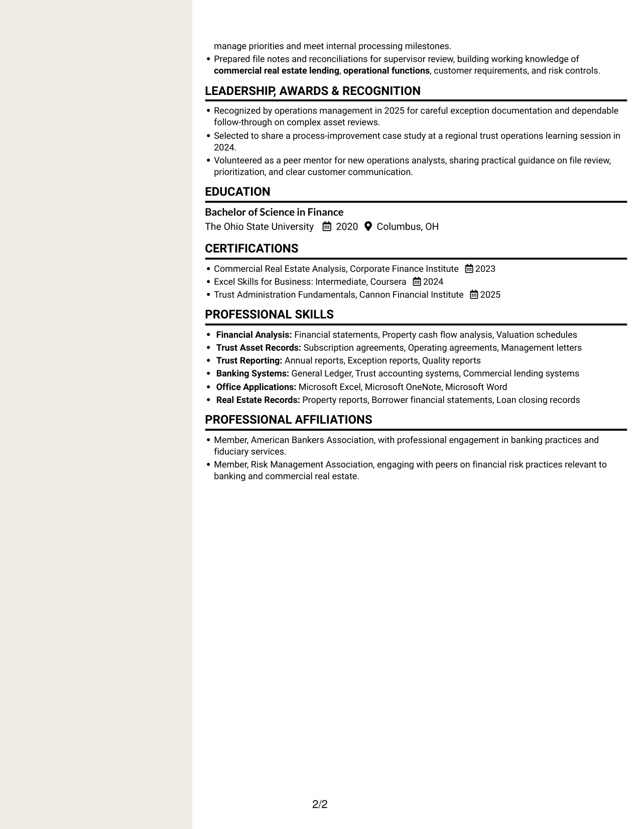 Resume example — page 2