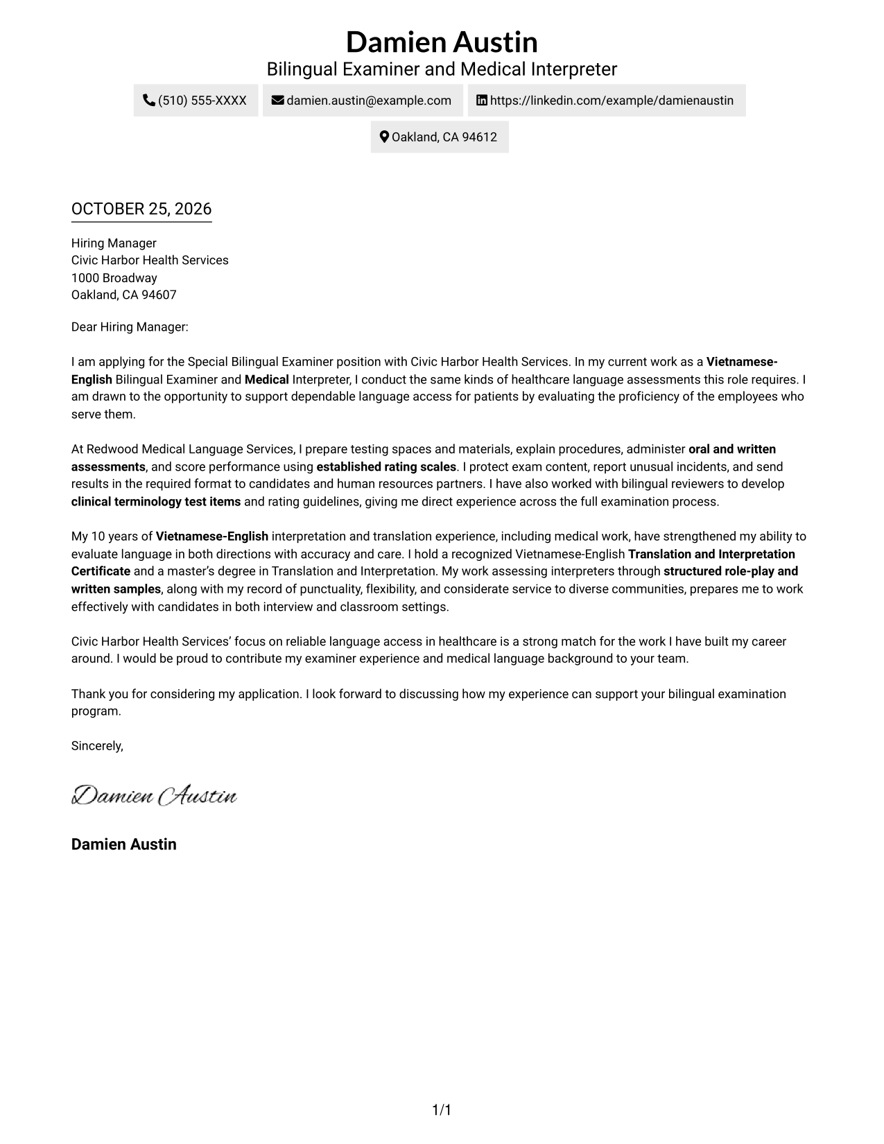Cover letter example — page 1