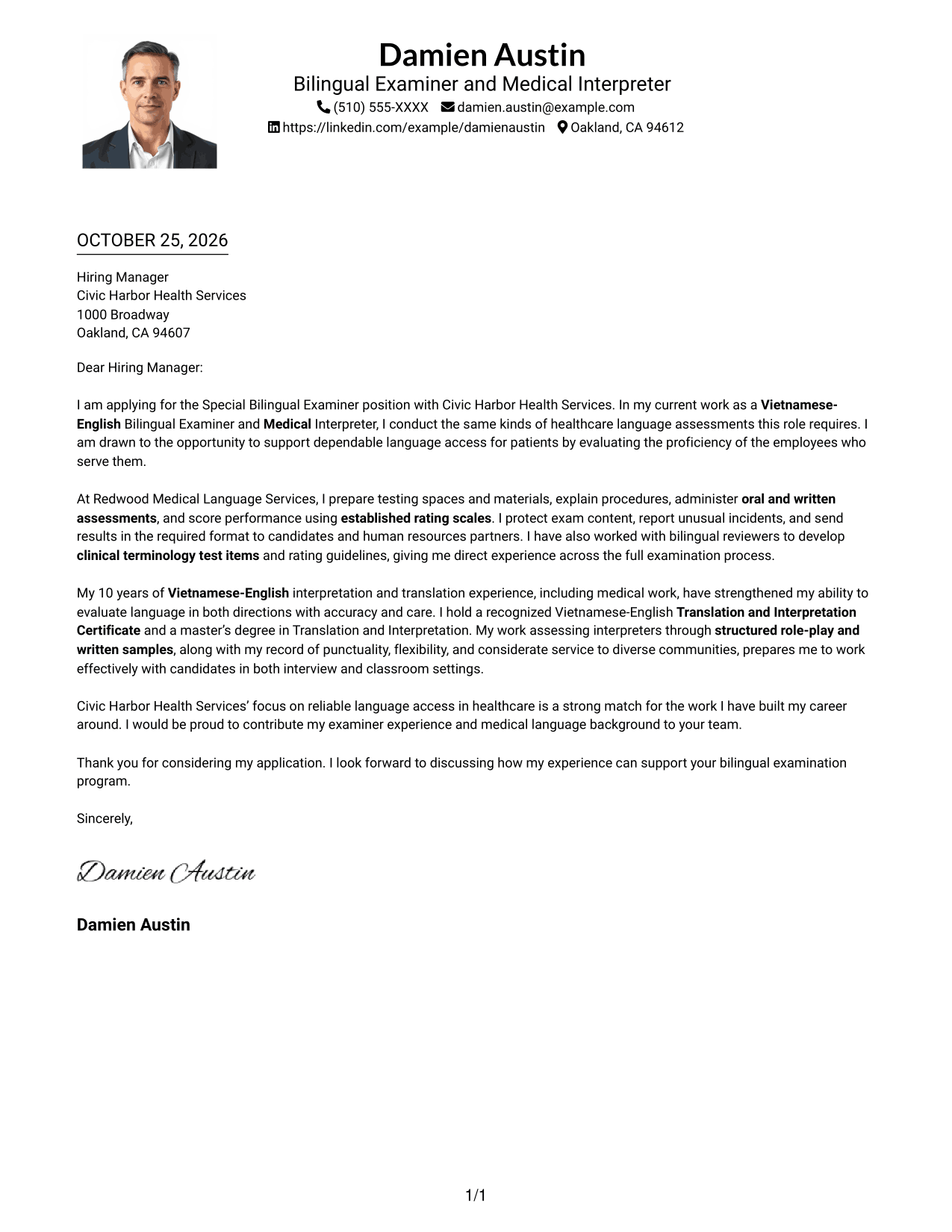 Cover letter example — page 1