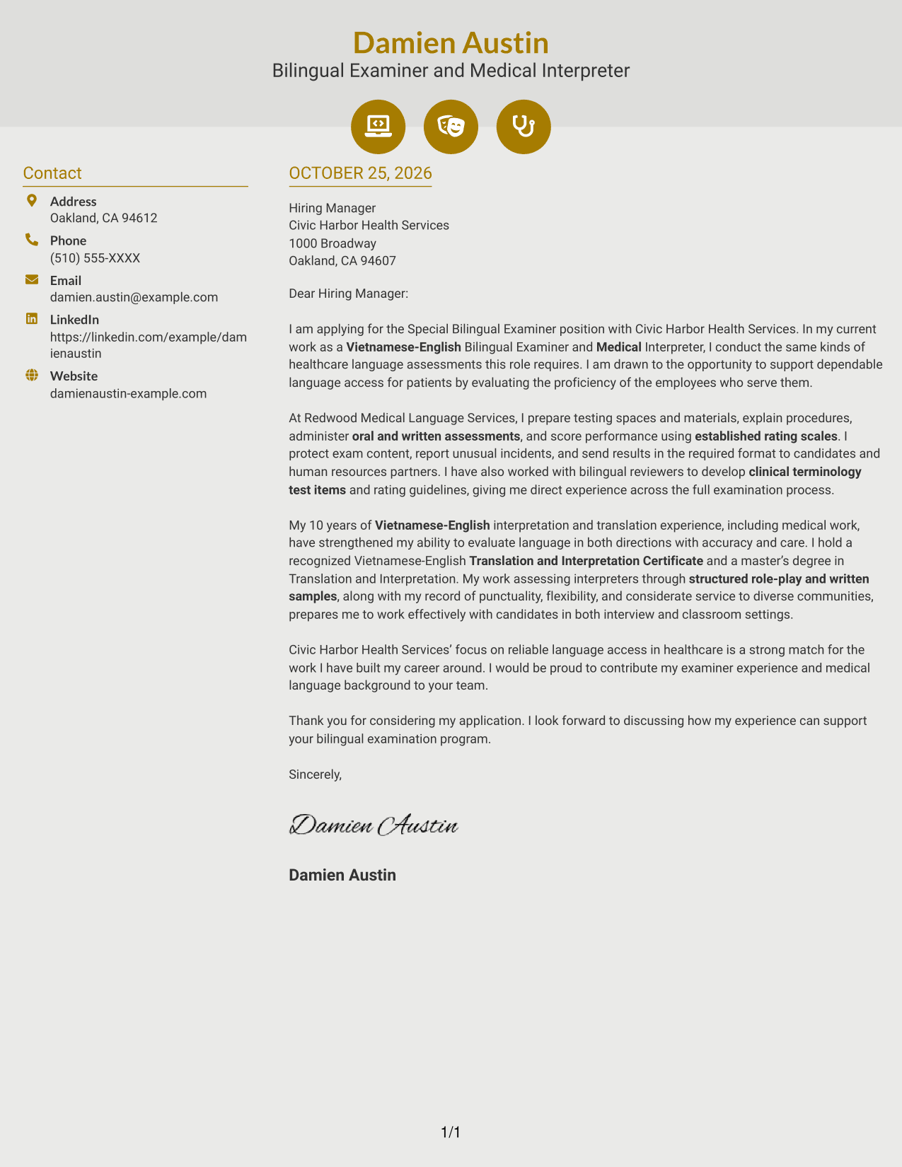 Cover letter example — page 1