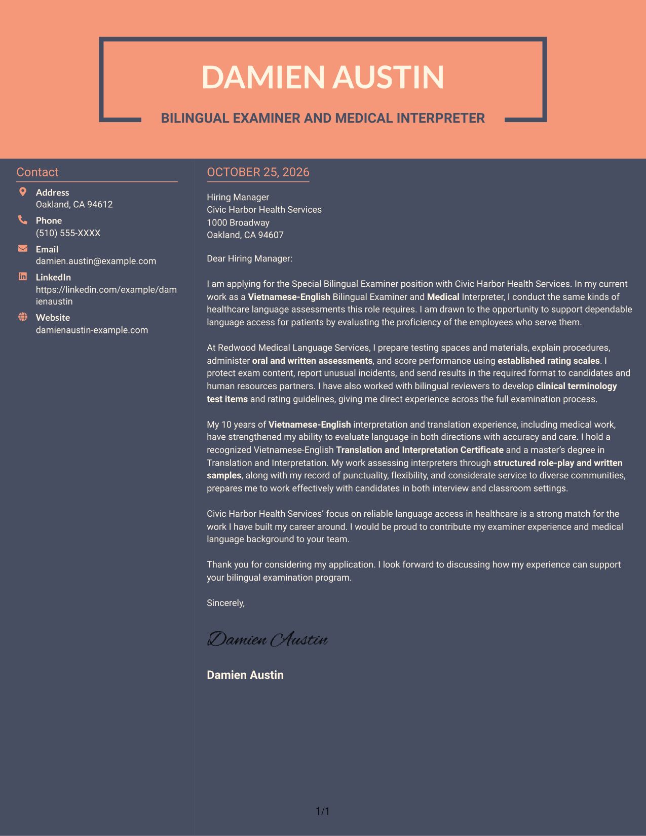 Cover letter example — page 1