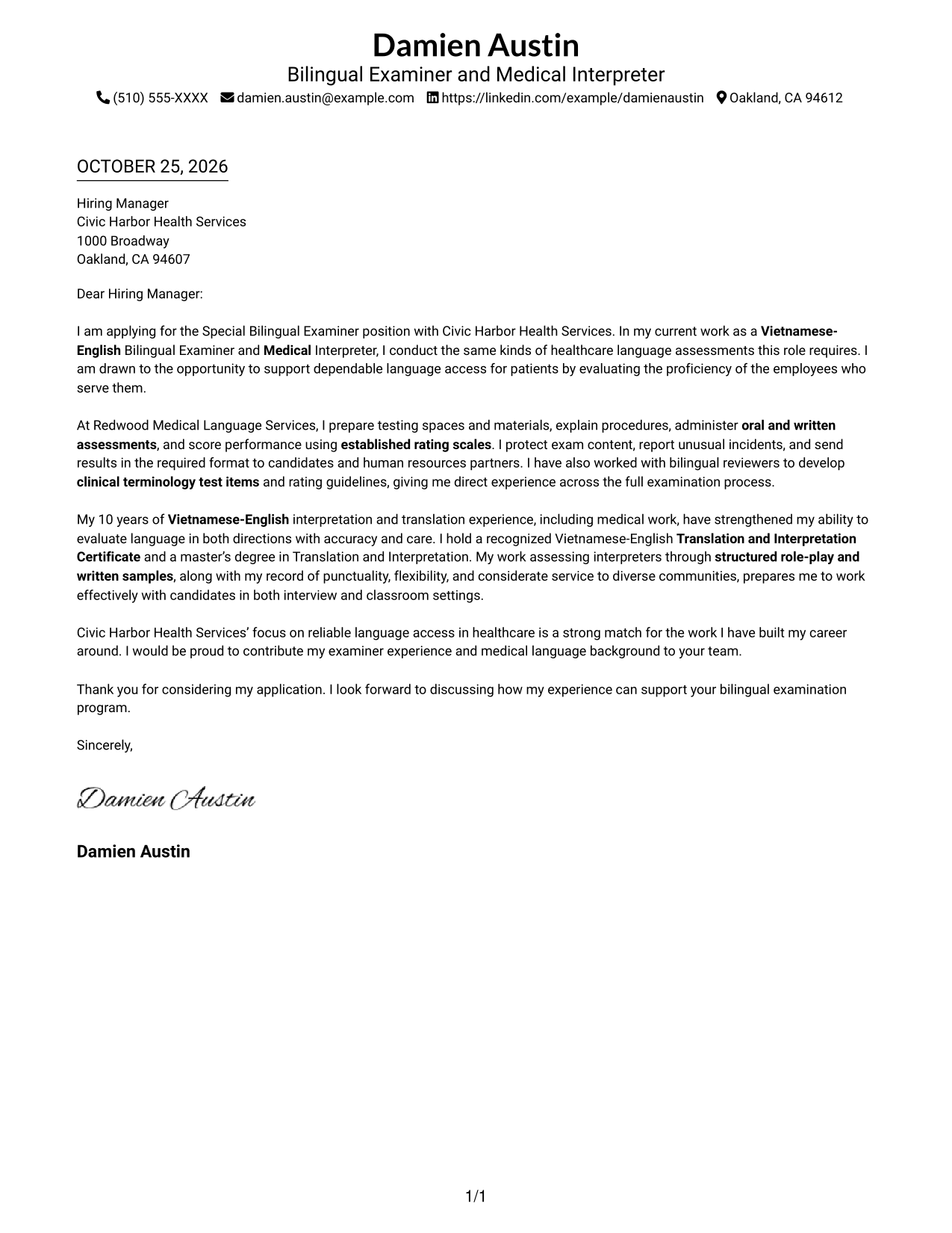 Cover letter example — page 1