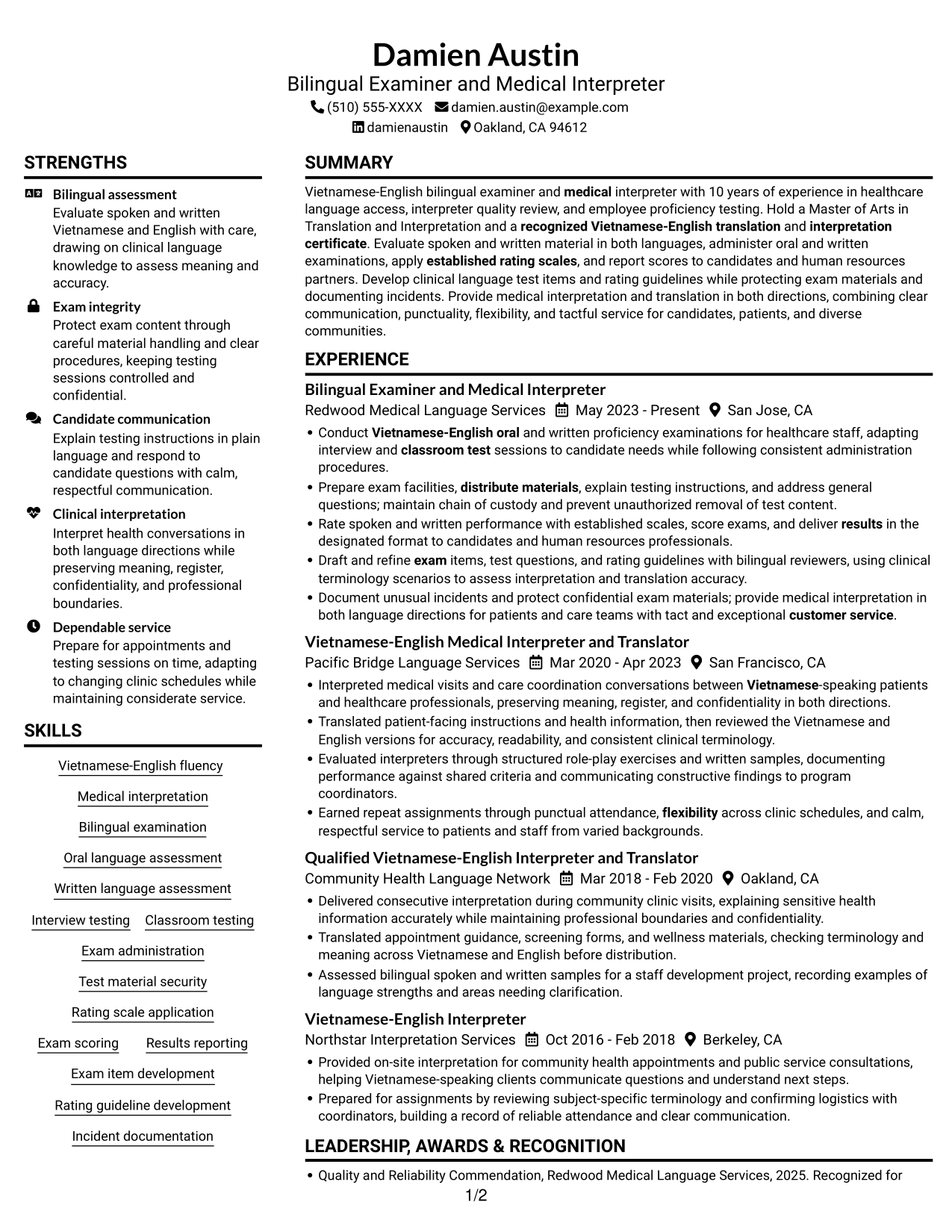 Resume example — page 1