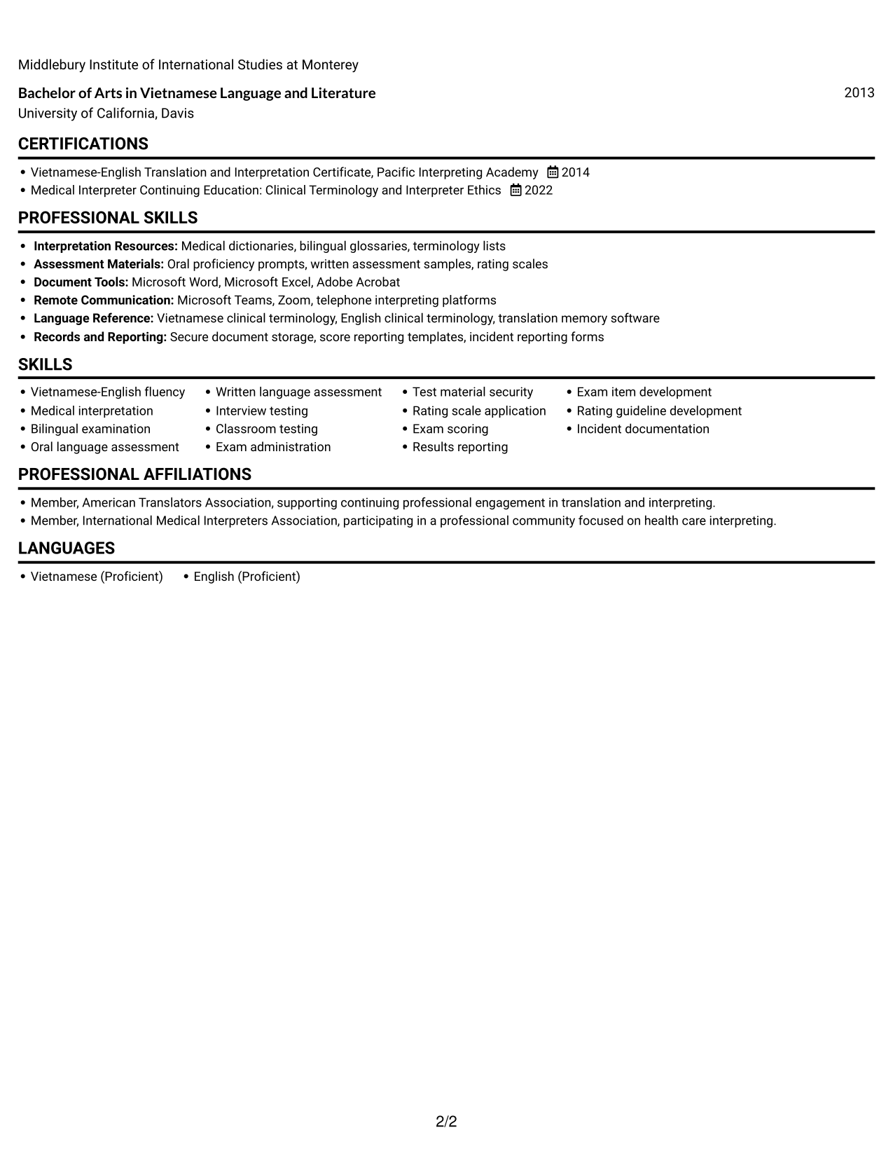 Resume example — page 2