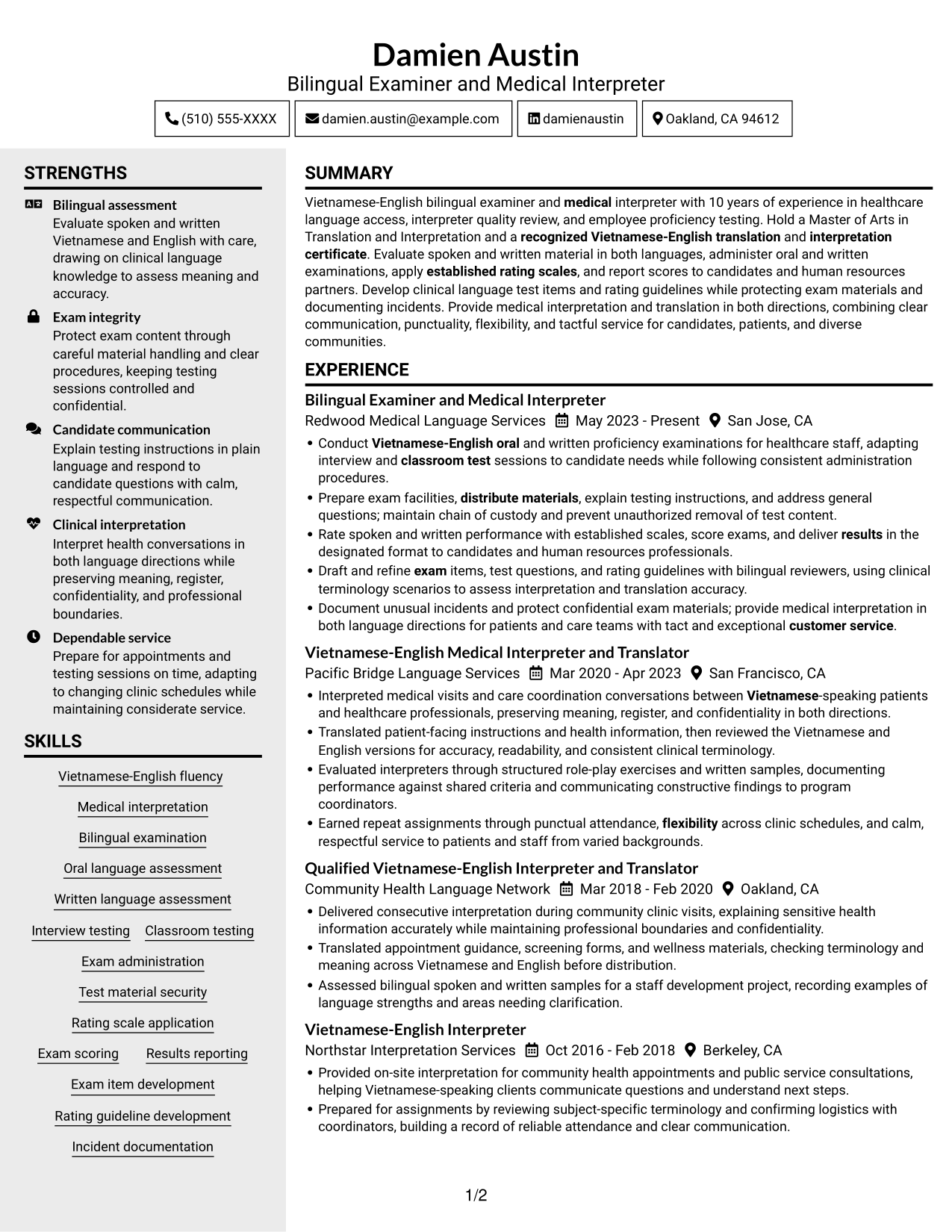 Resume example — page 1