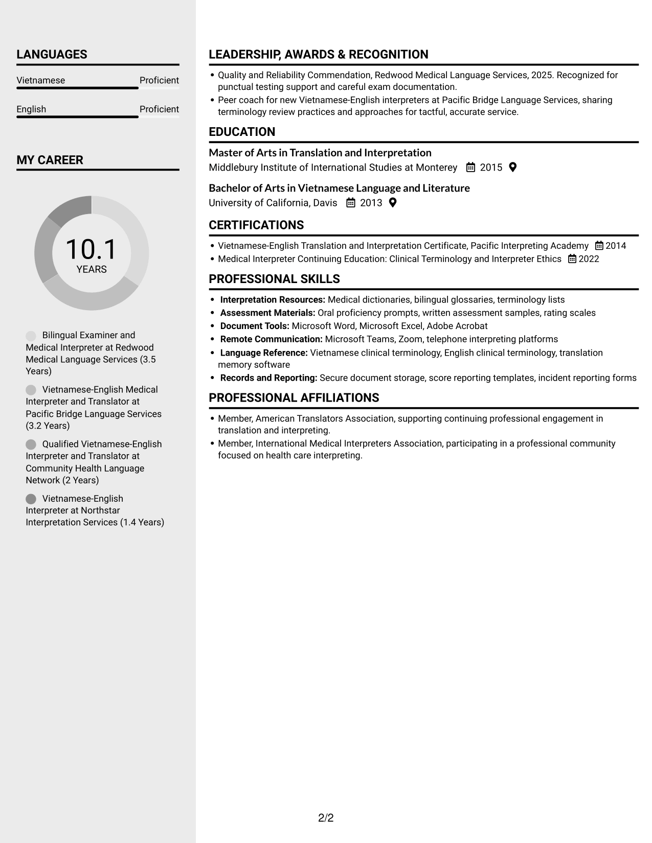 Resume example — page 2